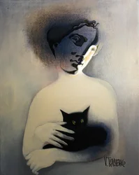Gådefuld figur, sort kat