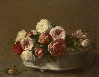 Roser i en porcelæns plantekasse, ca. 1875?-1900