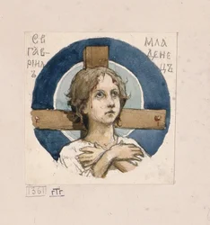 Saint Gavriil af Belostok Studerer for fresker i St. Vladimirs-katedralen i Kiev, 1884-1889
