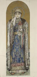 Sankt Olga, prinsesse af Kiev Studerer til fresker i St. Vladimirs katedral i Kiev, 1884-1889