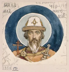 Den hellige prins Michael af Chernigov studerer for fresker i St. Vladimirs katedral i Kiev, 1884-1889