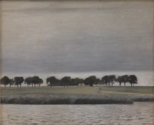 Forstudie til Solregn. Gentofte Sø, 1903.