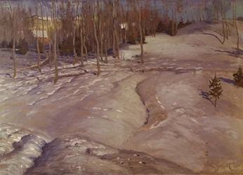 Vinterlandskab. marts aften, ca. 1900