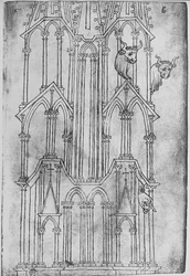 Højde af tårnet i Laon Cathedral (pen og blæk på papir)