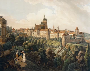 Udsigt over Prag fra Belvedere af Vincent Morstadt (akvarel)