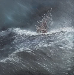 Beagle i en storm ud for Kap Horn (2) 24. december 1832, 2014, (Olie On Canvas)