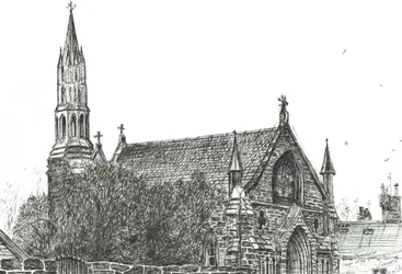 Church at Stonehaven, Skotland, 2007, (blæk på papir)