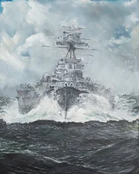 HMS Hood leder til Bismarck 23. maj 1941, 2014, (Olie on Canvas)