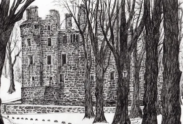 Huntly Castle Scotland, 2007, (blæk på papir)