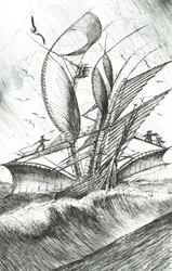 Storm Creators Pacific Ocean, 2017, (blæk på papir)