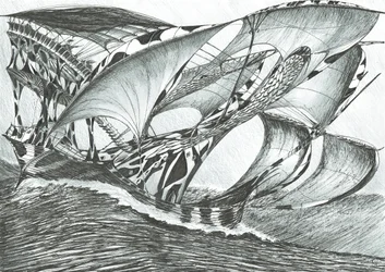 Storm Creators Tasman Sea, 2017, (blæk på papir)