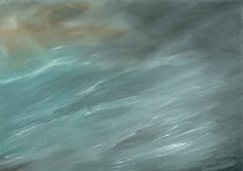 Storm i dybt hav, 2017, (olie på lærred)