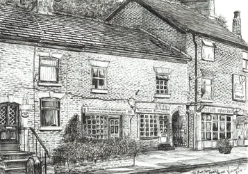 The Book shop at Marple Bridge, 2017, (blæk på papir)