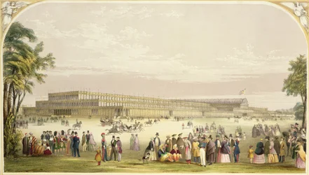 Store udstilling, 1851: udsigt over bygningen designet af Joseph Paxton, arkitekt