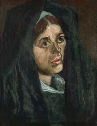 Hoved af en bondekvinde i et grønt sjal, 1885.