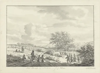 Hærlejr i klitterne nær Overveen i juli 1803 Lejren nær Overveen, i juli 1803 (titel på objekt)