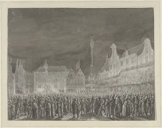 Fejring af proklamationen af ​​alliancen med Frankrig på Grote Markt i Haarlem, 1795