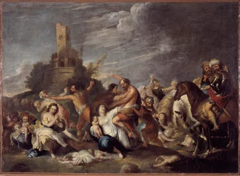 Barnemordet. Maleri af Vincent Malo (ca. 1600-1650), 1634. Fra Oratorio San Silvestro, Genova, Musei di Strada Nuova, tidligere Palazzo Bianco, Genova