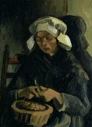 En bonde fra Neunen skræller kartofler, 1885