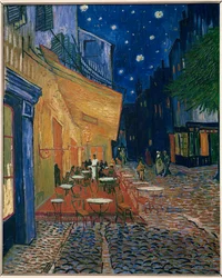 Café-terrasse om natten (olie på lærred)