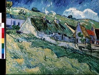 Chaumieres a Cordeville (stråtækte hytter i Cordeville). Maleri af Vincent van Gogh (1853-1890)