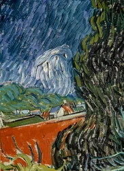 Doktor Gachets have i Auvers sur Oise (Auvers-sur-Oise) Detalje. Maleri af Vincent van Gogh (1853-1890) 1890 søn. 0,73x0,52 m Paris, Orsay Museum