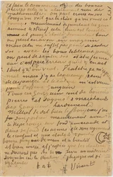 Side af et brev fra Vincent til sin bror Theo, henrettet i Arles, 1888