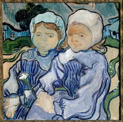 Portræt af to piger, maleri af Vincent Van Gogh (1853-1890) 1890 Søn. 0,51x0,51 m Paris, musee d