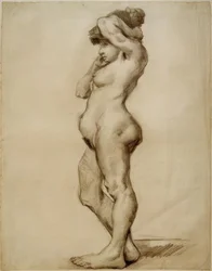 Stående kvindelig nøgenfigur