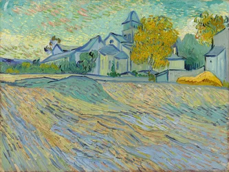 Udsigt over asylet og kapellet i Saint-Remy, 1889