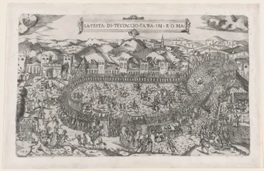 Mirror of Roman Magnificence: Karnevalsspil afholdt i Mount Testaccio i Rom, 1558., 1558