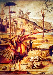Detalje af St. George, der dræber dragen, ca. 1502-07