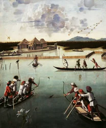Jagt på lagunen, ca.1490-5 (olie på panel)