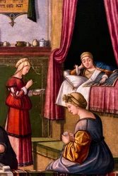 Jomfruens fødsel, cyklus fra Scuola degli Albanesi, ca. 1502/03 (olie på træ)