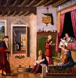 Jomfruens fødsel, cyklus fra Scuola degli Albanesi, ca. 1502/03 (olie på træ)