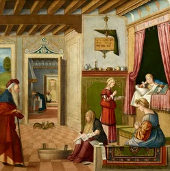 Den hellige jomfru Marias fødsel, ca 1502-1504.