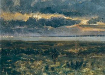 Solnedgang over havet af Vittorio Avondo (1836-1910)