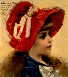 Portræt af Nini af Vittorio Matteo Corcos (1859-1933), olie på lærred, 43x37 cm