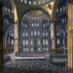 Fejringen af Mewlod-festen i sultan Ahmeds moské, tavle 41 fra del III, bind I af 