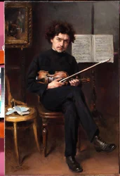 Portræt af violinisten og komponisten Jan Kubelik (1880-1940) af Vladimir Yegorovich (Egorovitch) Makovsky (Makovski) (1846-1920)