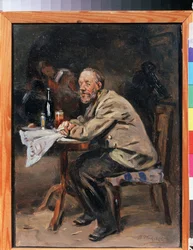 En drikker. Maleri af Vladimir Yegorovich Makovsky (Makovsky, Makovskij) (1846-1920), olie på lærred, russisk kunst fra det 19. århundrede. Statens kunstmuseum, Yaroslavl (Rusland)