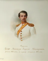 Portræt af grev Viktor Yegorovich Kankrin (Fra albummet af de kejserlige hestevagter) - Hau (Gau), Vladimir Ivanovich (1816-1895) - 1846-1849 - Akvarel på papir - Institut for russisk litteratur IRLI (Pushkin-Huset), St. Petersborg