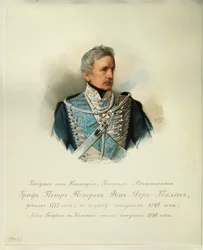 Portræt af generalgreve Peter Petrovich von der Pahlen (1777-1864) (Fra albummet med de kejserlige hestevagter) - Hau (Gau), Vladimir Ivanovich (1816-1895) - 1846-1849 - Akvarel på papir - Institut for russisk litteratur IRLI (Pushkin-Huset), St. Pete