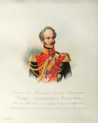 Portræt af general Pyotr Alexandrovich Chicherin (Fra albummet af de kejserlige hestevagter) - Hau (Gau), Vladimir Ivanovich (1816-1895) - 1846-1849 - Akvarel på papir - Institut for russisk litteratur IRLI (Pushkin-Huset), St. Petersborg