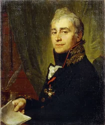 Portræt af Alexandre Fedoseyevich Bestuzhev (1761-1810). (Portræt af Alexander Fedoseyevich Bestuzhev). Peinture af Vladimir Lukich Borovikovsky (ou Borovikovski) (1757-1825), huile sur toile