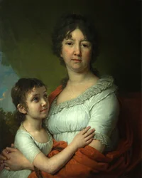 Portræt af A.E. Labzina og hendes plejedatter S.A. Mudrova, 1803