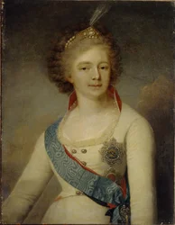 Portræt af kejserinde Maria Feodorovna 1759-1828 i Chevalier Guard uniform, 1796