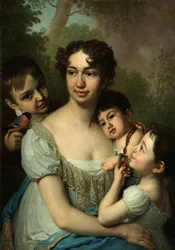 Portræt af Yelena Balashova med børn, ca. 1811