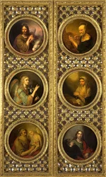 Kongelige døre med Kristus, Jomfruen, Ærkeenglen Gabriel og de fire evangelister, 1804-09 (olie på presset pap)
