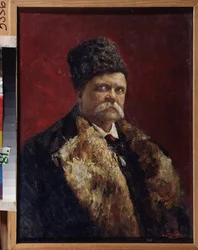 Portræt af forfatteren Vladimir Gilyarovsky (1853-1935). Maleri af Vladimir Nikolayevich Pchelin (1869-1941), olie på lærred